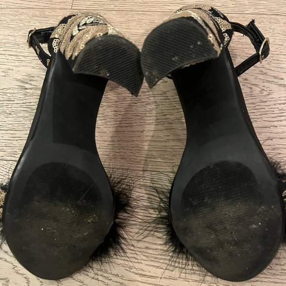 Steve Madden black and gold sequin and feather heels: Size 8 - Picture 4 of 4
